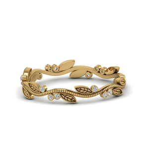 Leaf And Curl Diamond Enamel Band