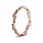 Load image into Gallery viewer, leaf-and-curl-emerald-enamel-band-in-rose-gold-FDEWB8349BGEMGR-NL-RG
