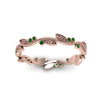 Load image into Gallery viewer, leaf-and-curl-emerald-enamel-band-in-rose-gold-FDEWB8349BGEMGR-NL-RG