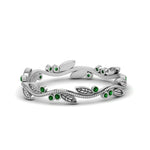 Load image into Gallery viewer, leaf-and-curl-emerald-enamel-band-in-white-gold-FDEWB8349BGEMGR-NL-WG
