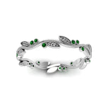 Load image into Gallery viewer, leaf-and-curl-emerald-enamel-band-in-white-gold-FDEWB8349BGEMGR-NL-WG
