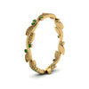 Load image into Gallery viewer, leaf-and-curl-emerald-enamel-band-in-yellow-gold-FDEWB8349BGEMGR-NL-YG