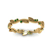 Load image into Gallery viewer, leaf-and-curl-emerald-enamel-band-in-yellow-gold-FDEWB8349BGEMGR-NL-YG