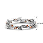 Load image into Gallery viewer, leaf-and-curl-orange-sapphire-enamel-band-in-white-gold-FDEWB8349BGSAOR-NL-WG
