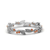 Load image into Gallery viewer, leaf-and-curl-orange-sapphire-enamel-band-in-white-gold-FDEWB8349BGSAOR-NL-WG