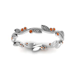 Load image into Gallery viewer, leaf-and-curl-orange-sapphire-enamel-band-in-white-gold-FDEWB8349BGSAOR-NL-WG
