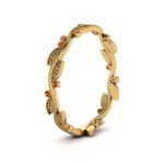 Load image into Gallery viewer, leaf-and-curl-orange-sapphire-enamel-band-in-yellow-gold-FDEWB8349BGSAOR-NL-YG
