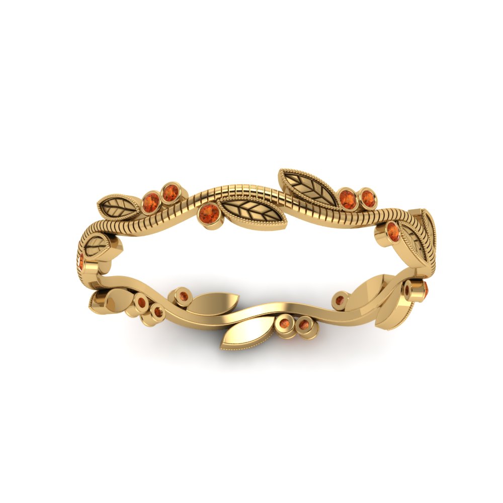 leaf-and-curl-orange-sapphire-enamel-band-in-yellow-gold-FDEWB8349BGSAOR-NL-YG