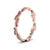 Load image into Gallery viewer, leaf-and-curl-pink-sapphire-enamel-band-in-rose-gold-FDEWB8349BGSADRPI-NL-RG