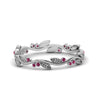 Load image into Gallery viewer, leaf-and-curl-pink-sapphire-enamel-band-in-white-gold-FDEWB8349BGSADRPI-NL-WG