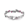 Load image into Gallery viewer, leaf-and-curl-pink-sapphire-enamel-band-in-white-gold-FDEWB8349BGSADRPI-NL-WG