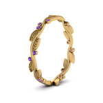 Load image into Gallery viewer, leaf-and-curl-purple-topaz-enamel-band-in-yellow-gold-FDEWB8349BGVITO-NL-YG
