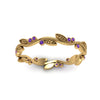 Load image into Gallery viewer, leaf-and-curl-purple-topaz-enamel-band-in-yellow-gold-FDEWB8349BGVITO-NL-YG