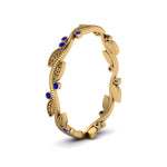 Load image into Gallery viewer, leaf-and-curl-sapphire-enamel-band-in-yellow-gold-FDEWB8349BGSABL-NL-YG
