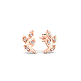 Leaf Shaped Diamond Stud Earrings