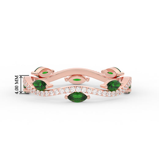 leaf-on-vine-diamond-wedding-band-with-marquise-emerald-in-rose-gold-FD-ENR3211FBGEMGR-NL-RG-HW