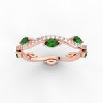 Load image into Gallery viewer, leaf-on-vine-diamond-wedding-band-with-marquise-emerald-in-rose-gold-FD-ENR3211FBGEMGRANGLE5-NL-RG
