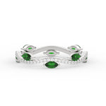 Load image into Gallery viewer, leaf-on-vine-diamond-wedding-band-with-marquise-emerald-in-white-gold-FD-ENR3211FBGEMGR-NL-WG
