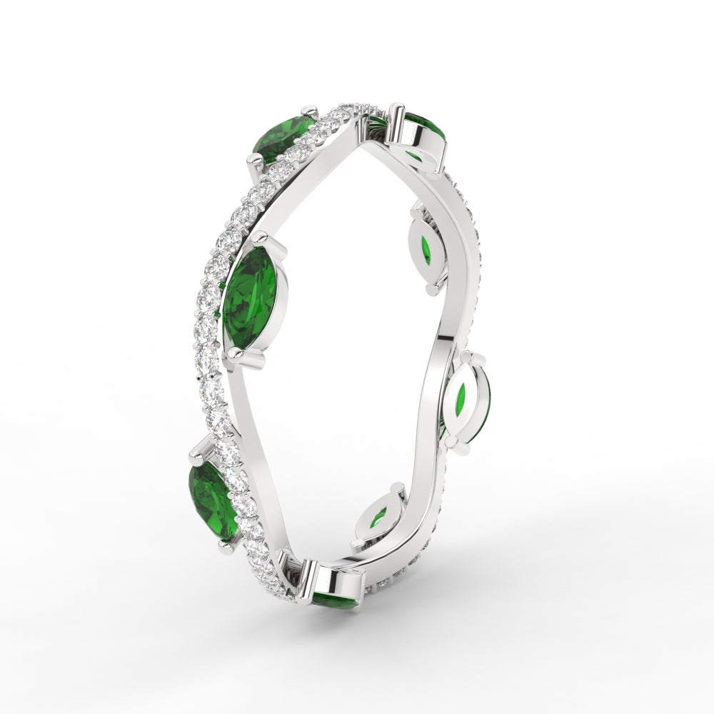 leaf-on-vine-diamond-wedding-band-with-marquise-emerald-in-white-gold-FD-ENR3211FBGEMGRANGLE2-NL-WG