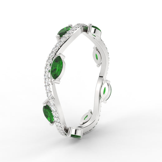 leaf-on-vine-diamond-wedding-band-with-marquise-emerald-in-white-gold-FD-ENR3211FBGEMGRANGLE2-NL-WG