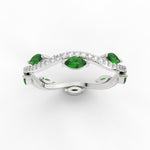 Load image into Gallery viewer, leaf-on-vine-diamond-wedding-band-with-marquise-emerald-in-white-gold-FD-ENR3211FBGEMGRANGLE5-NL-WG
