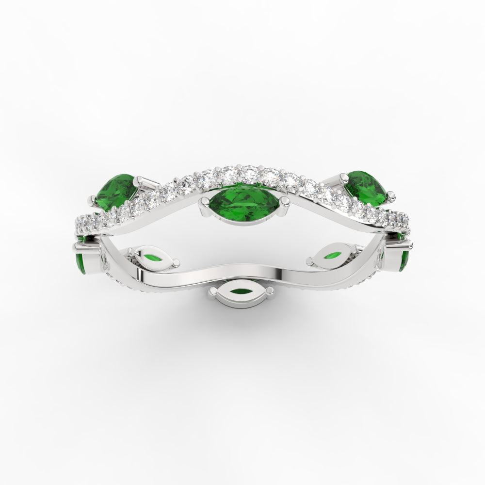 leaf-on-vine-diamond-wedding-band-with-marquise-emerald-in-white-gold-FD-ENR3211FBGEMGRANGLE5-NL-WG