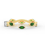 Load image into Gallery viewer, leaf-on-vine-diamond-wedding-band-with-marquise-emerald-in-yellow-gold-FD-ENR3211FBGEMGR-NL-YG-HW
