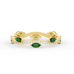 Load image into Gallery viewer, leaf-on-vine-diamond-wedding-band-with-marquise-emerald-in-yellow-gold-FD-ENR3211FBGEMGR-NL-YG
