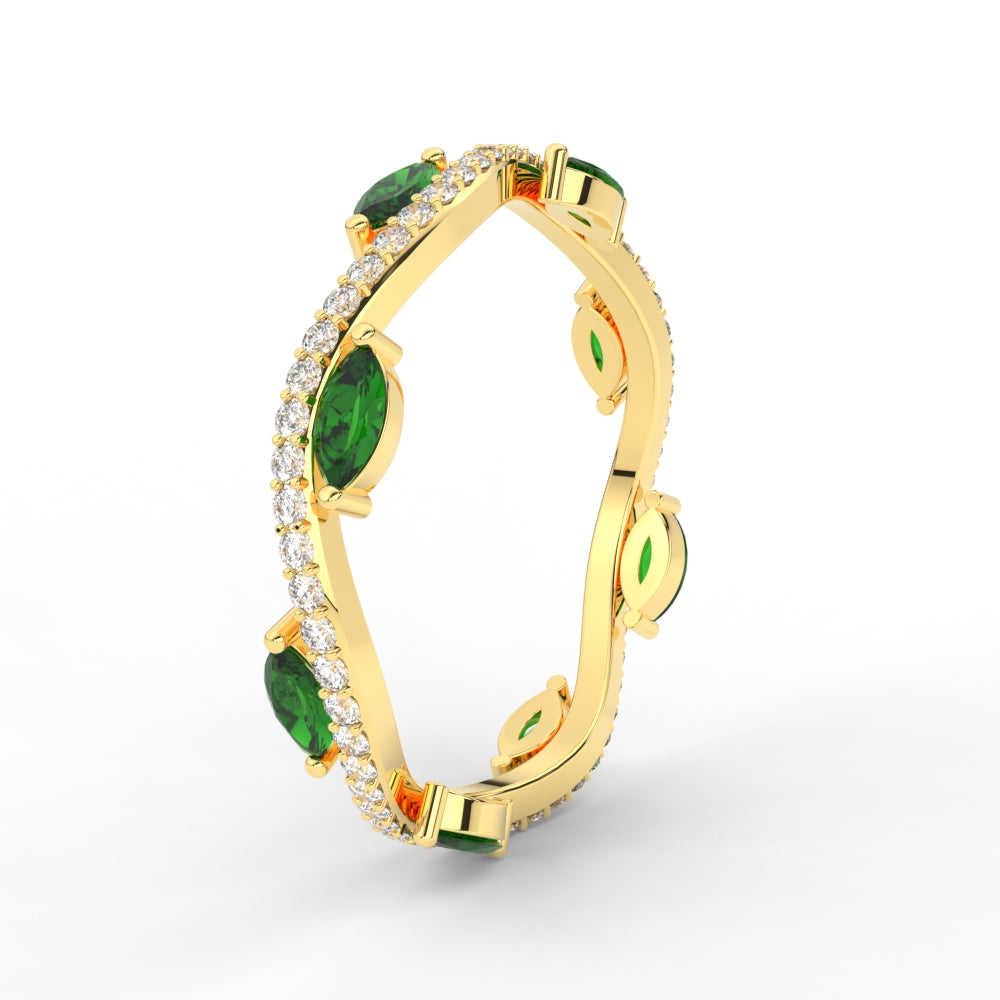 leaf-on-vine-diamond-wedding-band-with-marquise-emerald-in-yellow-gold-FD-ENR3211FBGEMGRANGLE2-NL-YG