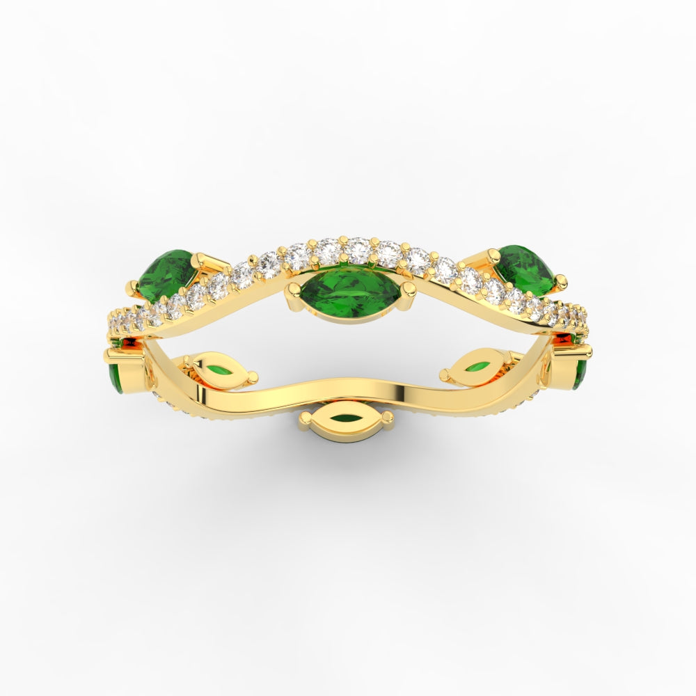 leaf-on-vine-diamond-wedding-band-with-marquise-emerald-in-yellow-gold-FD-ENR3211FBGEMGRANGLE5-NL-YG