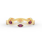 Load image into Gallery viewer, leaf-on-vine-diamond-wedding-band-with-marquise-pink-sapphire-in-yellow-gold-FD-ENR3211FBGSADRPI-NL-YG
