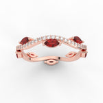 Load image into Gallery viewer, leaf-on-vine-diamond-wedding-band-with-marquise-ruby-in-rose-gold-FD-ENR3211FBGRUDRANGLE5-NL-RG
