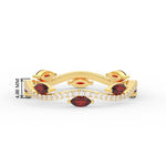 Load image into Gallery viewer, leaf-on-vine-diamond-wedding-band-with-marquise-ruby-in-yellow-gold-FD-ENR3211FBGRUDR-NL-YG-HW
