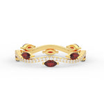 Load image into Gallery viewer, leaf-on-vine-diamond-wedding-band-with-marquise-ruby-in-yellow-gold-FD-ENR3211FBGRUDR-NL-YG
