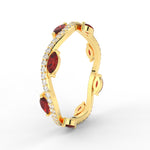 Load image into Gallery viewer, leaf-on-vine-diamond-wedding-band-with-marquise-ruby-in-yellow-gold-FD-ENR3211FBGRUDRANGLE2-NL-YG

