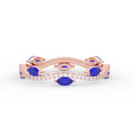 Load image into Gallery viewer, leaf-on-vine-diamond-wedding-band-with-marquise-sapphire-in-rose-gold-FD-ENR3211FBGSABL-NL-RG
