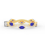 Load image into Gallery viewer, leaf-on-vine-diamond-wedding-band-with-marquise-sapphire-in-yellow-gold-FD-ENR3211FBGSABL-NL-YG-HW

