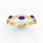 Load image into Gallery viewer, leaf-on-vine-diamond-wedding-band-with-marquise-sapphire-in-yellow-gold-FD-ENR3211FBGSABLANGLE5-NL-YG
