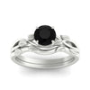 Load image into Gallery viewer, leaf-vine-round-solitaire-black-diamond-wedding-ring-set-in-white-gold-fdens11688rogblackangle5-nl-wg.jpg?v=1777270309
