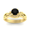 Load image into Gallery viewer, leaf-vine-round-solitaire-black-diamond-wedding-ring-set-in-yellow-gold-fdens11688rogblackangle5-nl-yg.jpg?v=1777270309