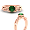 Load image into Gallery viewer, leaf-vine-round-solitaire-emerald-wedding-ring-set-in-rose-gold-fdens11688rogemgrangle3-nl-rg.jpg?v=1777270309