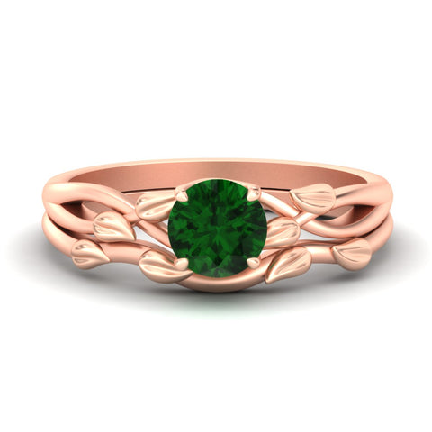 leaf-vine-round-solitaire-emerald-wedding-ring-set-in-rose-gold-fdens11688rogemgrsleep-nl-rg.jpg?v=1777270309