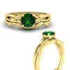 Load image into Gallery viewer, leaf-vine-round-solitaire-emerald-wedding-ring-set-in-yellow-gold-fdens11688rogemgrangle3-nl-yg.jpg?v=1777270309