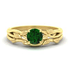 Load image into Gallery viewer, leaf-vine-round-solitaire-emerald-wedding-ring-set-in-yellow-gold-fdens11688rogemgrsleep-nl-yg.jpg?v=1777270309