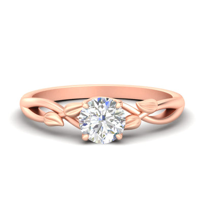 Leaf Vine Round Solitaire Engagement Ring