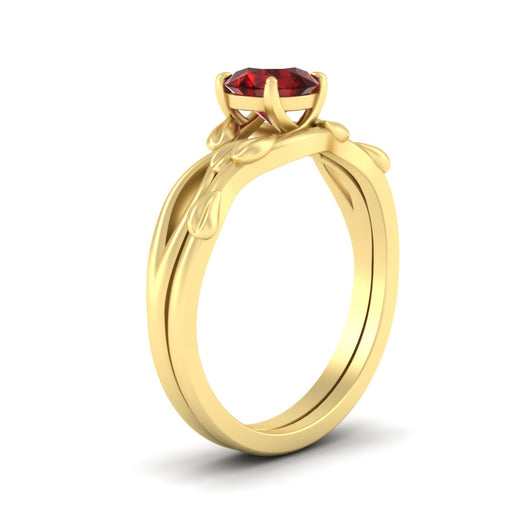 leaf-vine-round-solitaire-ruby-wedding-ring-set-in-yellow-gold-fdens11688rogrudrangle2-nl-yg.jpg?v=1777270309