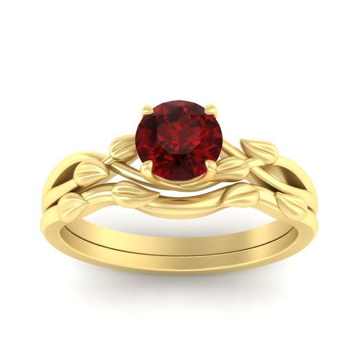 leaf-vine-round-solitaire-ruby-wedding-ring-set-in-yellow-gold-fdens11688rogrudrangle5-nl-yg.jpg?v=1777270309