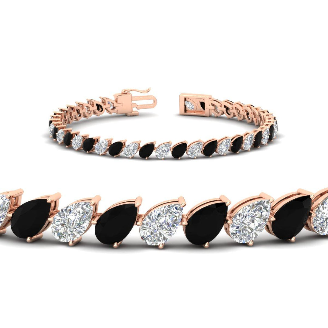 Leaning Pear Cut Diamond Tennis Bracelet