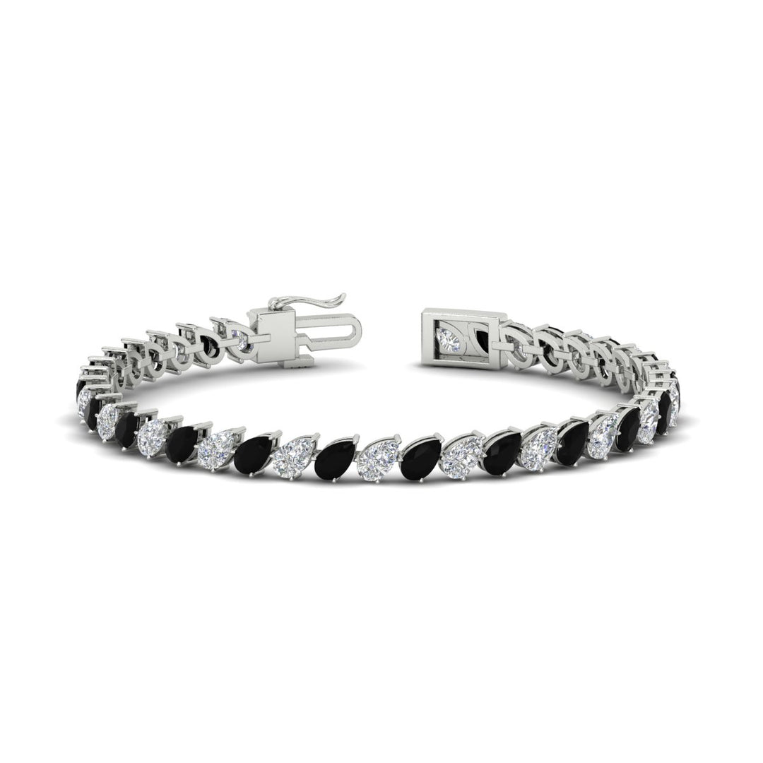 Leaning Pear Cut Diamond Tennis Bracelet