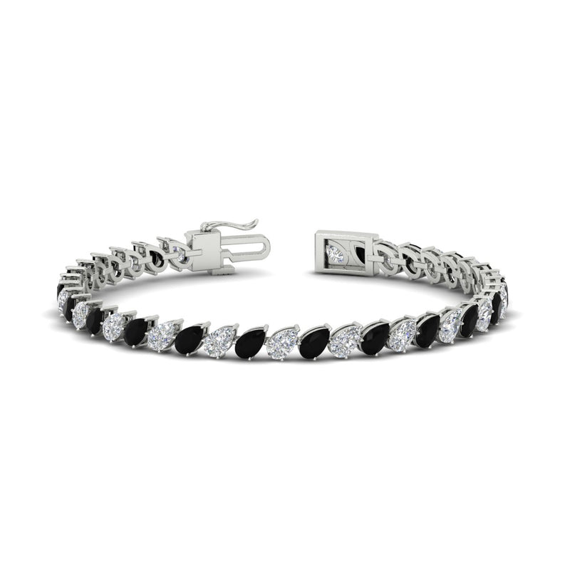 Leaning Pear Cut Diamond Tennis Bracelet